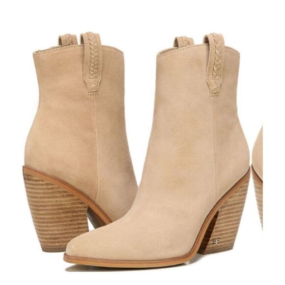 Sam Edelman Agnes Sesame Stacked Heel Pull On Ankle Western Boots - Sz 10 - Picture 1 of 9
